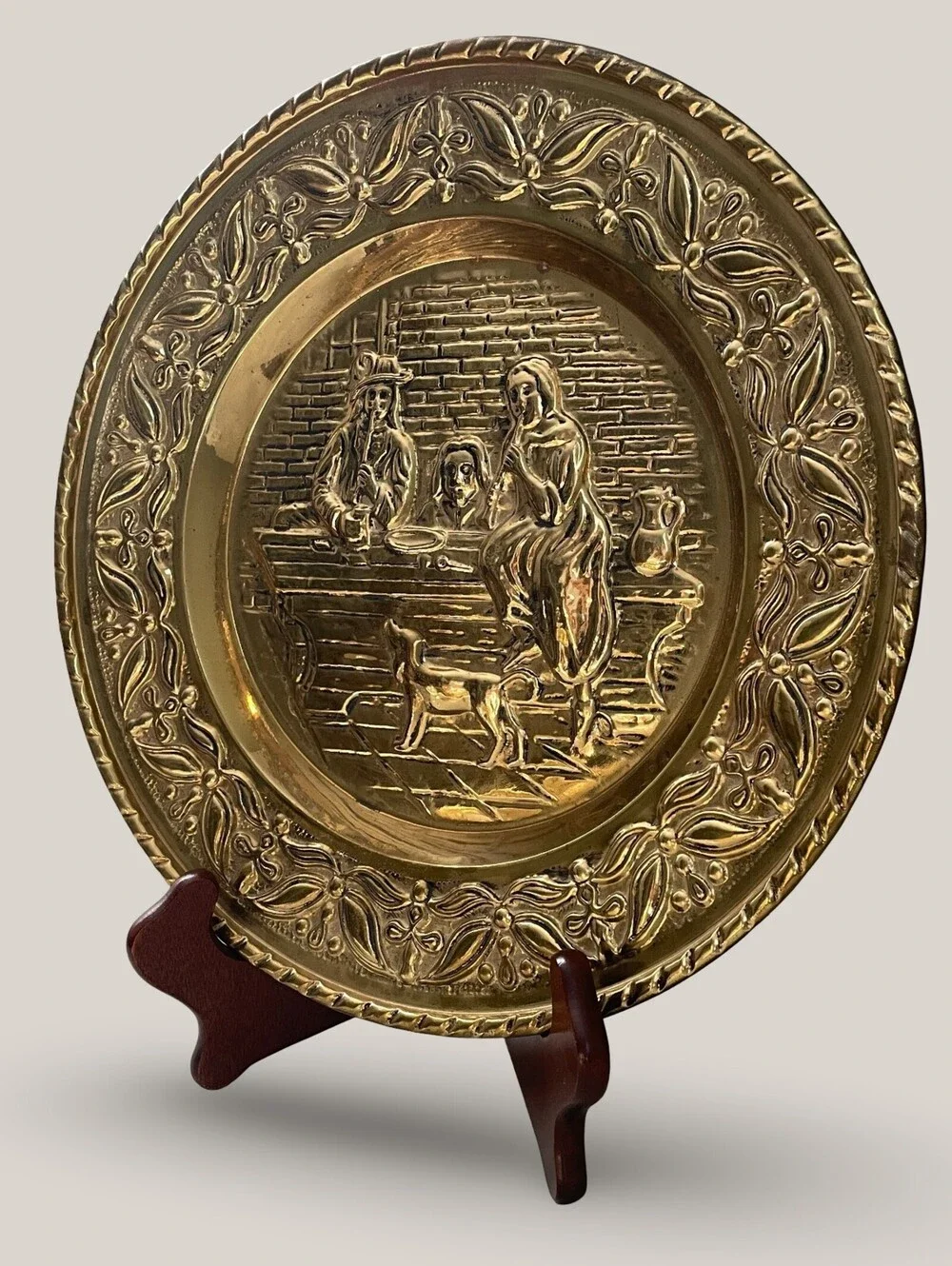 Vintage Holland Brass Embossed Decorative Wall Hanging 12